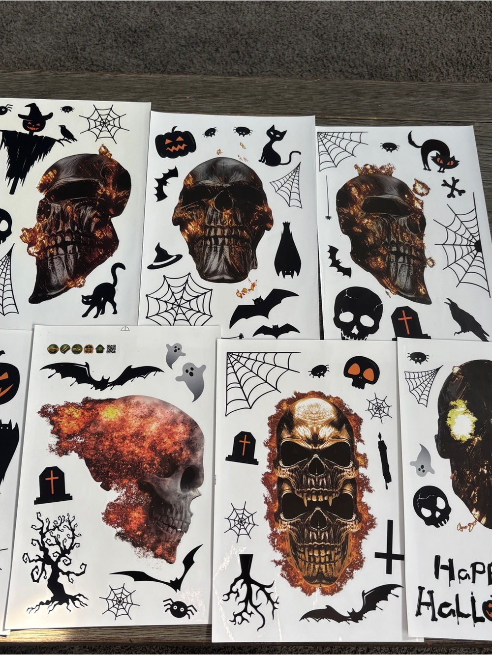Halloween Skull Wall Decals - Black and Orange